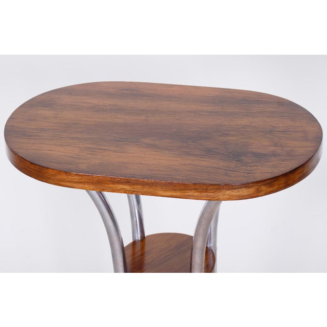 Art Deco Pedestal in Walnut & Chrome, France, 1930s For Sale - Image 6 of 11