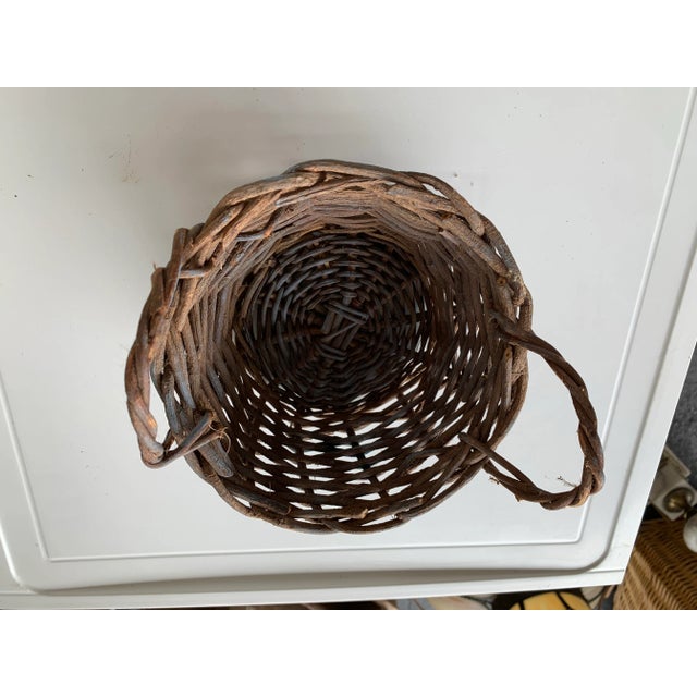 Shabby Chic Vintage Heart Shaped Rag Basket With Handle For Sale - Image 3 of 8