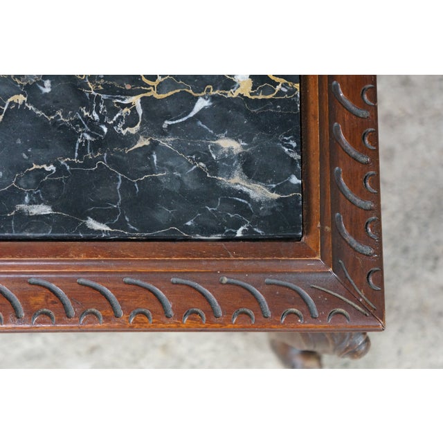 Antique Belle Epoque French Louis XV Style Walnut Marble Side Table Plant Stand For Sale - Image 14 of 18