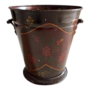 Vintage Hand Painted and Stenciled Toleware Bucket