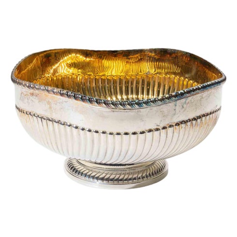 Italian 925 Sterling Silver Gilt Interior Centerpiece Bowl from Ventrella, Roma, 1970 For Sale