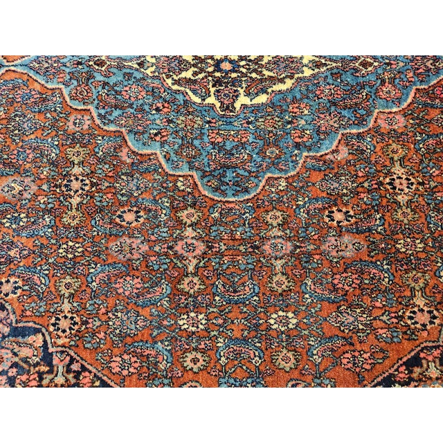 Vintage Persian Bibikabad Rug, Hand-Knotted Wool, Herati Geometric Pattern, Rust Red & Blue, 9x12 For Sale - Image 15 of 18