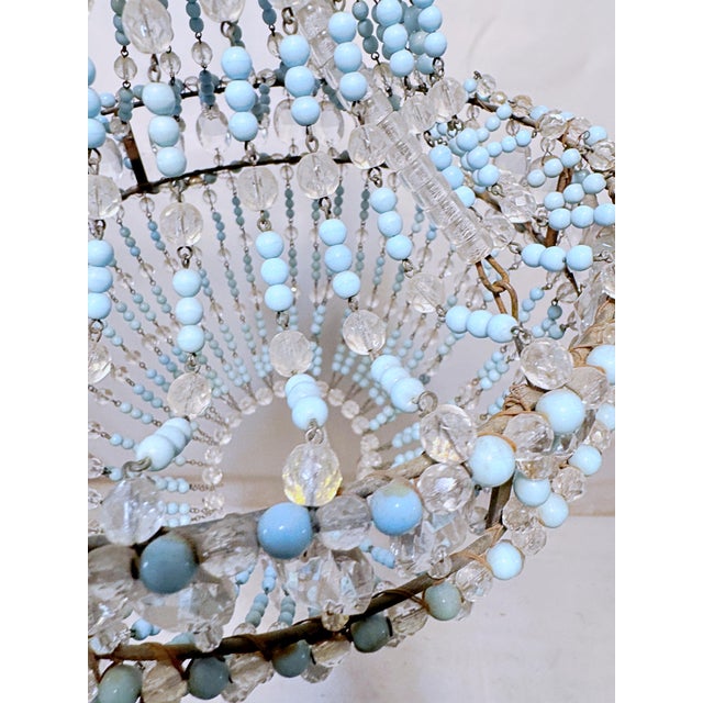 1980s Vintage Beaded Empire Style Chandelier For Sale - Image 5 of 9