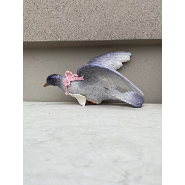19th Century French Majolica Pigeon Wall Pocket For Sale - Image 9 of 11