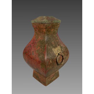 Polychrome terracotta vase, HU dynasty, earlier HAN dynasty (206 BC-220 AD), antique China For Sale
