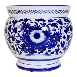 Blue & White Italian Planter For Sale
