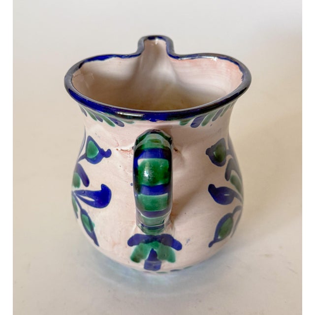 Spanish Fajalauza Majolica Hand Painted Large Creamer Pitcher For Sale - Image 14 of 17