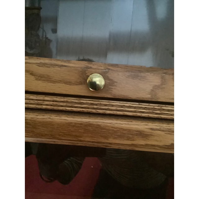 Wood Mid Century Oak Wood Barrister Bookcase Lawyers Three Unit Glass Doors Vintage For Sale - Image 7 of 12