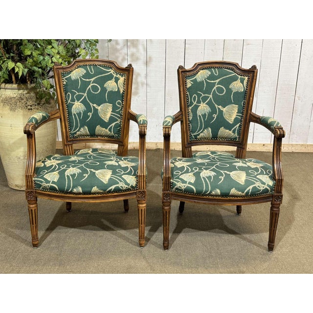 Louis XVI Style Beechwood Armchairs, 1800s, Set of 2 For Sale - Image 4 of 18