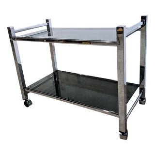 Vintage Chrome Metal Serving Trolley, 1970s For Sale