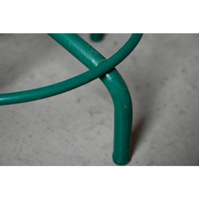 Black Industrial Adjustable Workshop Stool in Green Metal and Yellow Wood, 1960s For Sale - Image 8 of 9