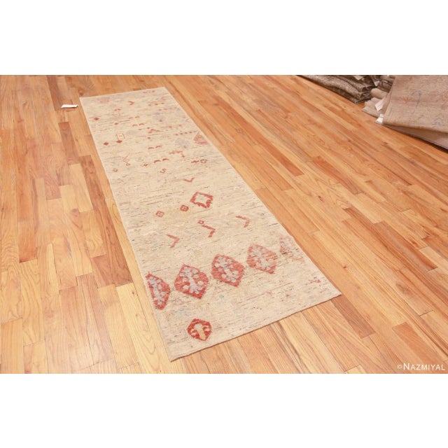 A Magnificent Rustic Tribal Geometric Minimalist Design Contemporary Modern Hallway Runner Rug, Country of Origin: Central...