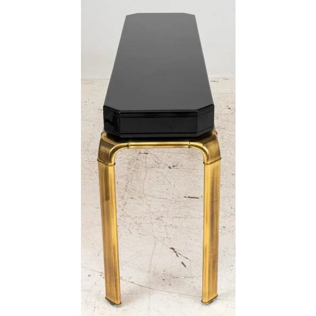 Mid-Century Modern 1970's John Widdicomb Black Lacquered and Brass Console Table For Sale - Image 3 of 7