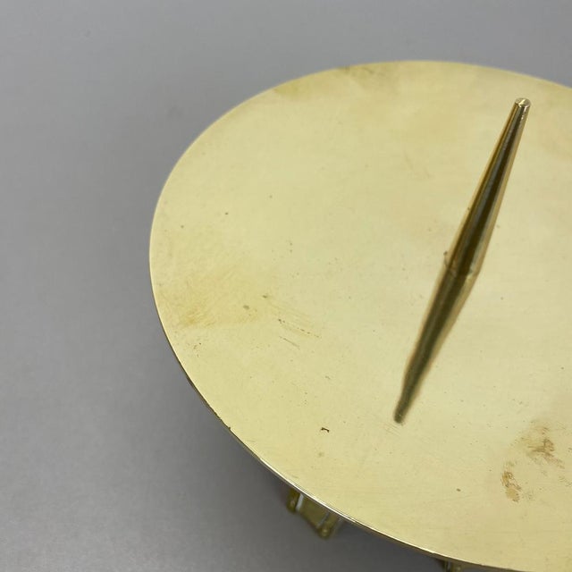 Metal Modernist Brutalist Sculptural Brass Candleholder in the style of Auböck, Austria, 1950s For Sale - Image 7 of 18