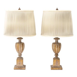 Neoclassical Urn Form Giltwood Table Lamps, Pair For Sale