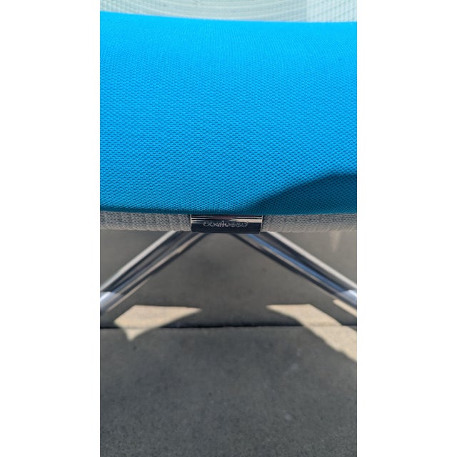 Blue 2 Steelcase Coalesse Sw_1 Lounge Chairs Featuring a Striking Bright Blue Upholstery and a Sleek Aluminum Swivel Base. For Sale - Image 8 of 9