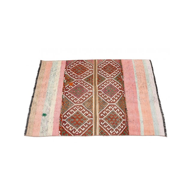 Decorative Vintage Turkish Kilim Rug - 3`3″ X 4`2″ For Sale - Image 4 of 6