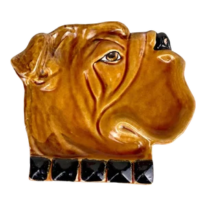 Vintage Italian Porcelain Bulldog Boxer Mastiff Dog Cigar Rest Ashtray