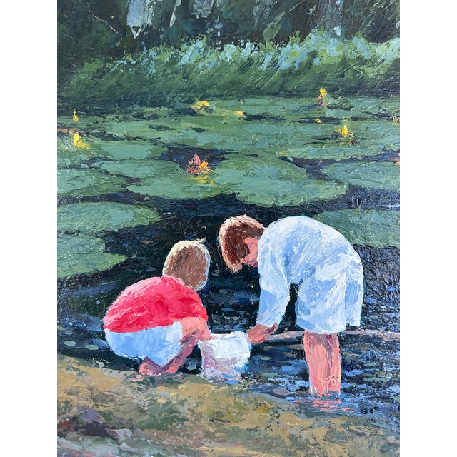 Traditional Late 20th Century "The Minnow Catchers" Painting on Canvas by Jack Smith, Atlanta Artist For Sale - Image 3 of 6