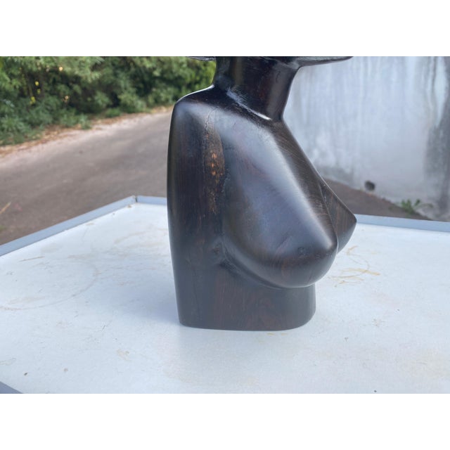 African Wooden Bust of a Woman, 20th Century For Sale - Image 9 of 17