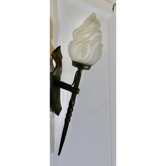 1930s French Gothic Iron Entrance Wall Light , 1930s For Sale - Image 5 of 7