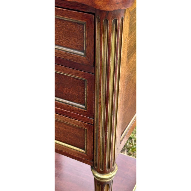 Antique French Regency Style Three Drawer Mahogany Chest W/Brass Fittings For Sale - Image 11 of 13
