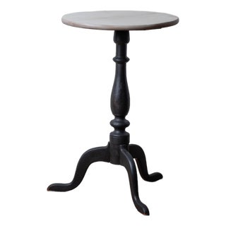 New England Queen Anne Cherry Candle Stand in Black, c.1760 For Sale