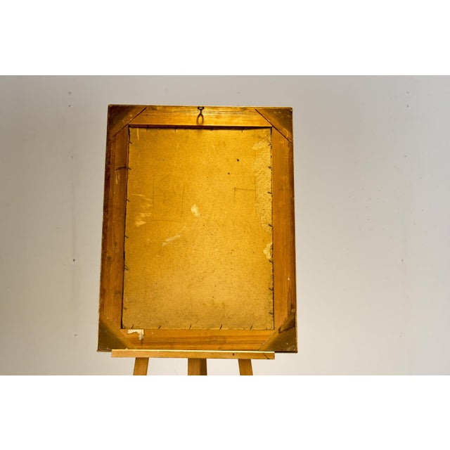 Expressionistic Architectural scene. dark mood, trees are cut or burnt down. This impressive painting was made in berlin...