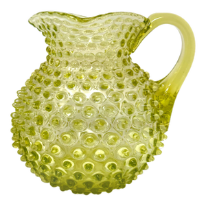 Antique Victorian Hobbs Brockunier Uranium Glass Hobnail Pitcher