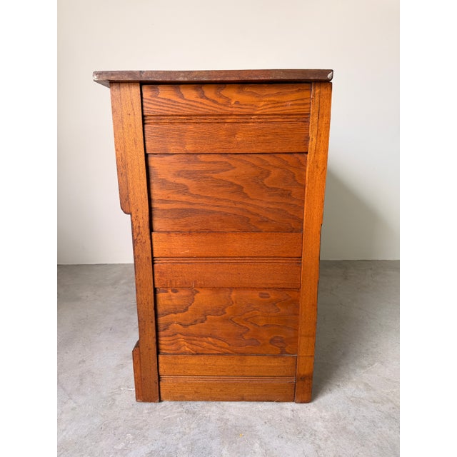 Brown Vintage American Traditional Three Drawer Chest With Brass Handles For Sale - Image 8 of 17