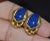 Metal 1980s Italian Greek 18K 750 Solid Gold Lapis Lazuli Cluster Clip On Earrings, A Pair For Sale - Image 7 of 7