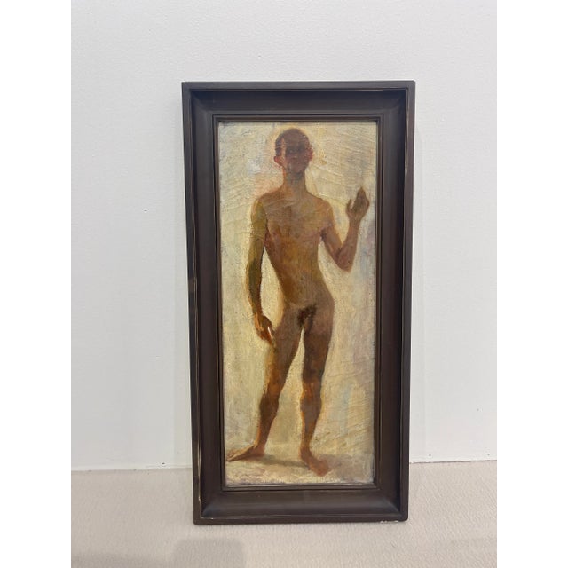 1920 French Modern Male Nude Oil Painting on Academic Canvas For Sale - Image 4 of 13