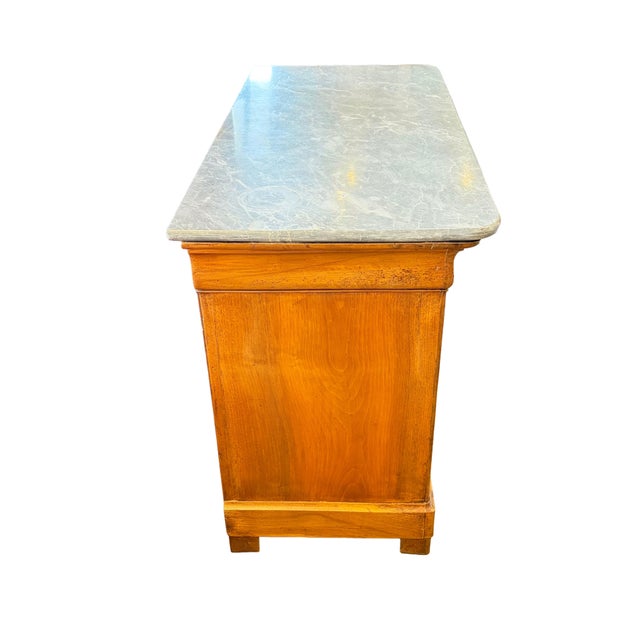 French Mid 19th Century French Louis Philippe Walnut Marble Top Dresser For Sale - Image 3 of 10