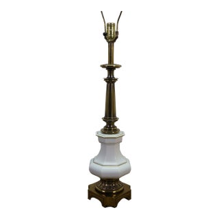 Stiffel Mid Century Hollywood Regency Brass & Porcelain Table Lamp MCM 37” For Sale
