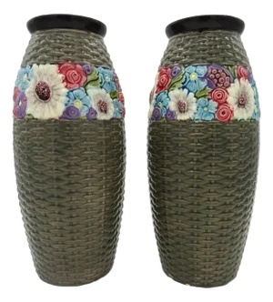 Eichwald Bohemain Art Deco Ceramic Vases, 1920s, Set of 2