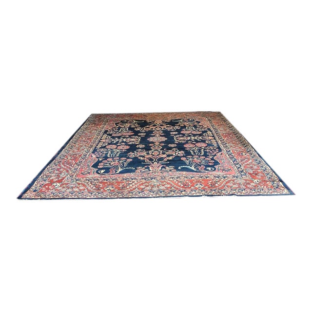 Blue Antique Persian Ferahan Sarouk Rug For Sale - Image 8 of 8
