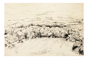 Landscape - Original Mixed Media by T. Gertler - 1970s 1970s