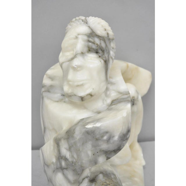 Vintage Seymour Shuren Modern Carved Alabaster Native American Figure Sculpture For Sale - Image 4 of 17