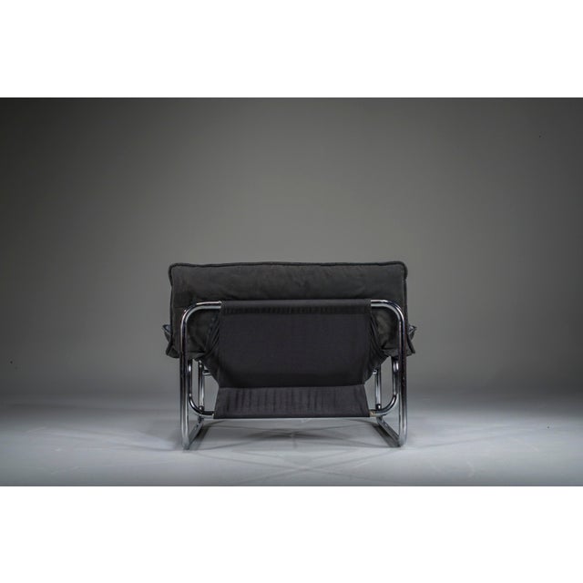 Bauhaus Lounge Chair in Black Leather attributed to Johan Bertil Häggström for Swed-Form / Ikea, Sweden, 1970s For Sale - Image 9 of 15