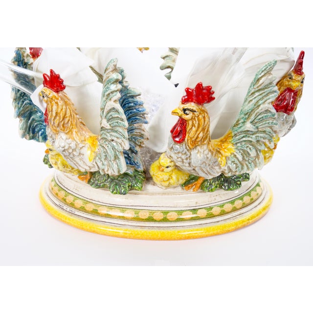 Large Mid-20th Century Italian Oval Rooster Polychrome Six-Bottle Wine Cooler For Sale - Image 11 of 15