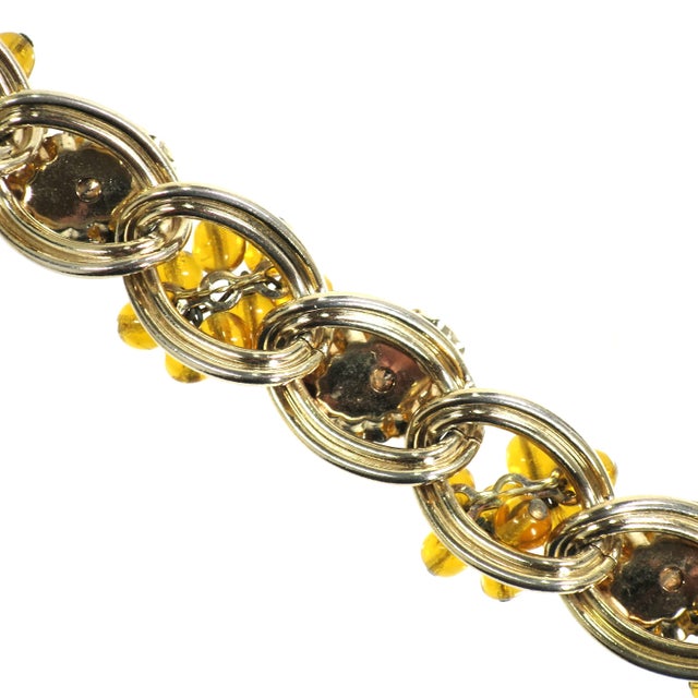 Amber Vintage Designer Amber Crystal Link Bracellet 1950s For Sale - Image 8 of 8