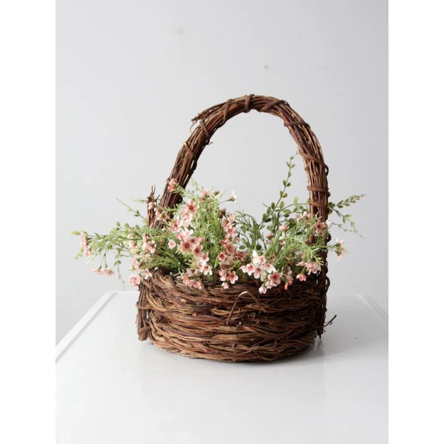 Vintage Rustic Twig Basket For Sale - Image 10 of 12