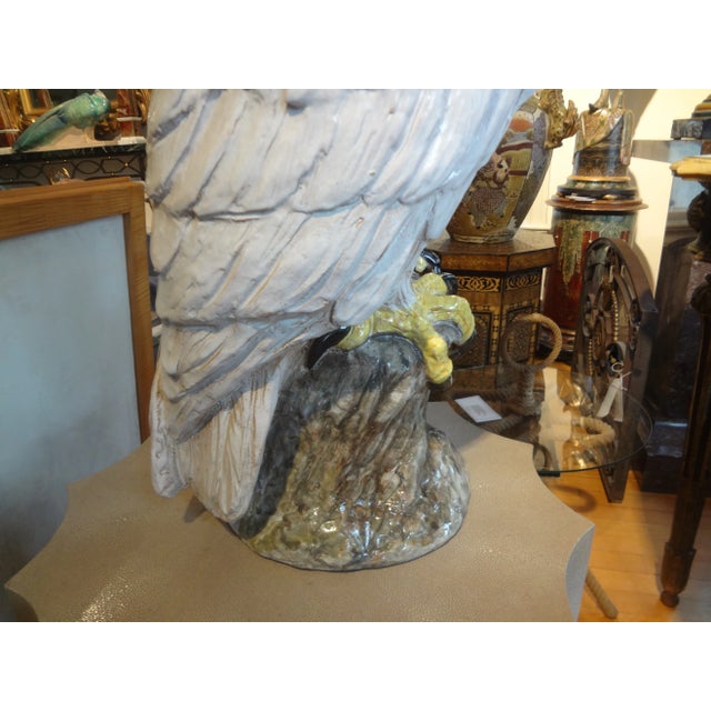 White Vintage Italian Glazed Terracotta Eagle Sculpture For Sale - Image 8 of 11