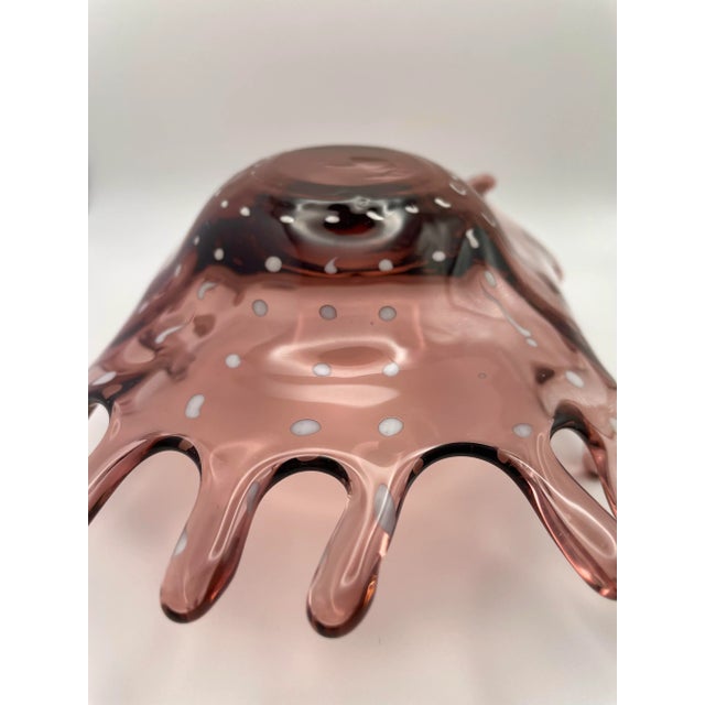 1960s Murano Style Purple Glass Bowl With White Dots Pop Art Splash, 1960s For Sale - Image 5 of 6