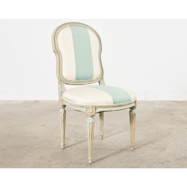 French Dennis & Leen Louis XVI Style Painted Dining Chair For Sale - Image 3 of 12