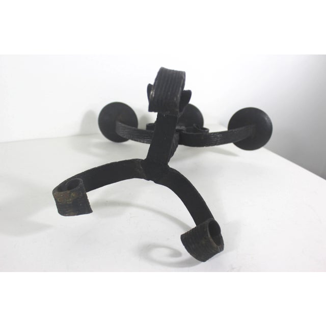 1960s 1960s Brutalist Mid Century Modern Wrought Iron Black Pillar Candleholder For Sale - Image 5 of 9