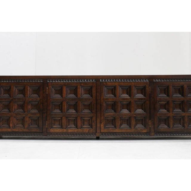 Spanish Brutalist Credenza in Wood, 1960s For Sale - Image 4 of 13