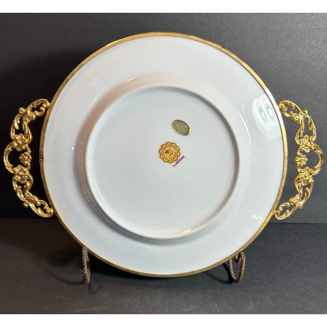 Gold Vintage Limoges Porcelain Hand Painted Dresser Box and Tray ~ Cherubs Ornate Gold & Bronze Edges For Sale - Image 8 of 12