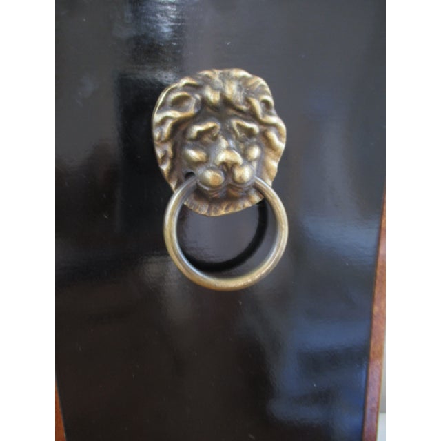 Black 1980s Vintage French Provincial Metal Chinese Design Black & Gold Wastebasket For Sale - Image 8 of 9