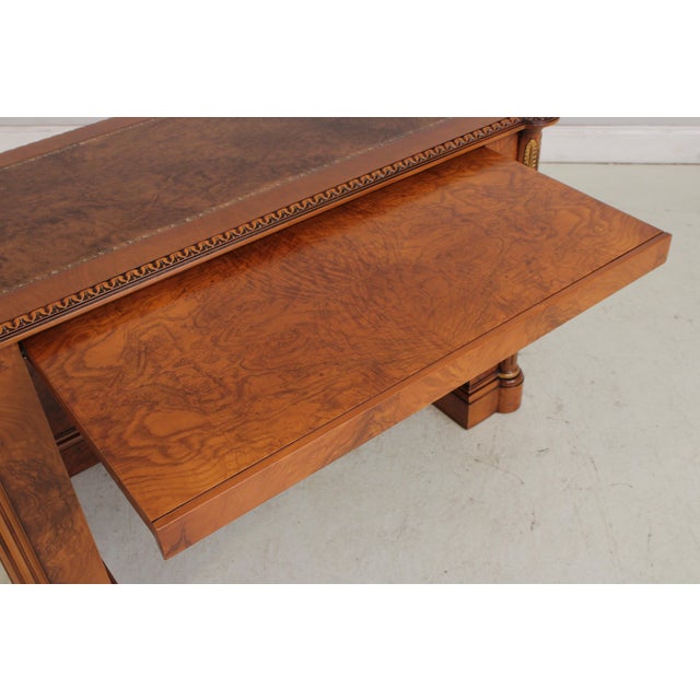 Wood Francesco Molon Leather Top Office Writing Desk Computer Credenza For Sale - Image 7 of 18